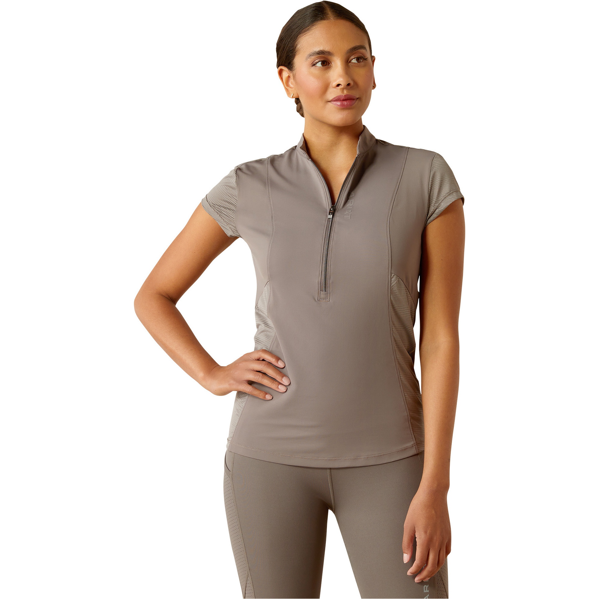 2025 Ariat Womens Breathe 1/4 Zip Cap Sleeve Baselayer 10055136 - Plum Grey